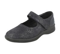 (UK 3, Navy Floral Print (Blue)) Ladies Padders Dual Fit Flat Shoes Sprite 2 - 3E/4E Fit