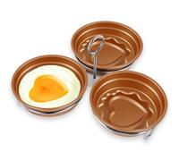 UK, 3 Pcs Egg Poacher Cups with Rack Stainless Steel Poached Egg Cooker Nonstick Poached Egg Cups Heart Shape Poached Egg Maker Portable Egg Poacher Pan for Breakfast -(Luxury Gold Color)
