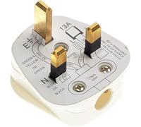 UK 3 Pin Plug, Fused Plug, 3 Pin Plug Uk With Cord Grip Rewireable 13 Amp Plugs UK White Plugs Uk Heavy Duty Electrical Plug UK 13 A Fused Main Plugs For Home, Office Electrical Appliances (Pack of 1)