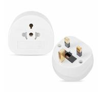 UK 3-Pin Shaver Adapter Plug, White, 1 Pack, 13A Fused, EU/US 2-Pin to UK 3-Pin Converter, for Electric Toothbrush, Shaver, Bathroom Use, Appliances from USA, Europe, Australia, Japan & More