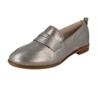 (UK 3, Silver) Ladies Clarks Smart Slip On Loafers Alania Belle - D Fit
