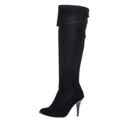 UK 3 Women's Pointed Toe Under The Knee Boots Stiletto High Heels Knee High Boot with Half Zipper Thigh Stiletto Long Fall Sexy Boots Stylish Footwear Gifts Black Suede
