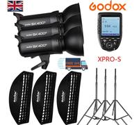 UK 3Godox SK400II 400W 2.4G Flash+35160cm softbox+2m stand+Xpro-s for Sony