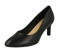 (UK 4.5, Black) Ladies Clarks Textured Court Shoes Calla Rose - D Fit