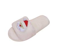 UK 4.5 Christmas Open Toe Slippers for Women &Men Memory Foam House Slippers Slides Unisex Washable Guest Hotel Travel Spa Slipper Ladies House Shoes Indoor Outdoor A2_White