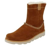 (UK 4.5 Infant, Tan (Brown)) Girls Clarks Casual Fur Lined Boots Crown Piper - G Fit