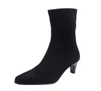 UK 4.5 Ladies Ankle Boots Womens Mid Kitten Cone Heel Pointed Toe Faux Suede Short Booties Side Zipper Mid Calf Dressy Fall Boots Shoes Dress Shoe Footwear Black