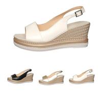 UK 4.5 Summer Wedge Sandals for Women flatform Open Toe Ankle Back Strap Sandals Peep Toe Platform Slingback Sandles Side Casual Shoes Sandle Footwear D1-White
