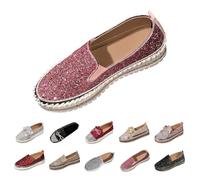 UK 4.5 Women Glitter Platform Loafers Fashion Rhinestone Slip on Sneakers Casual Comfort Walking Shoes Cute Bowknot Glitter Sparkly Bling Loafer Sequin Dress Shoes Stylish B1_Pink Footwear Gift