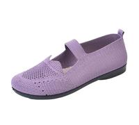 UK 4.5 Women's Wide Fit Walking Sneakers Mary Jane Knit Wide Toe Box Walking Shoes Lightweight Flats Slip on Ladies Comfortable Soft Work Nursing Shoe Loafers Footwear Gift 003_Hot Pink