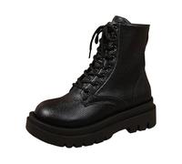 UK 4 Ankle Boots for Women Lace up Chunky Combat Boots Platform Faux Leather Walking Booties Round Toe Military Biker Booties Stylish Fashion Causal Shoes Footwear Black