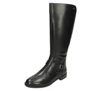(UK 4, Black) Ladies Clarks Zip Up Knee High Leather Boots Mint Treat - D Fit