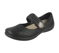 (UK 4, Black) Ladies Padders Mary Jane Style Flats Poem - 3E/4E Fit
