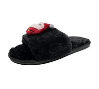 UK 4 Christmas Open Toe Slippers for Women &Men Memory Foam House Slippers Slides Unisex Washable Guest Hotel Travel Spa Slipper Ladies House Shoes Indoor Outdoor A2_Black