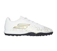 Skechers SKX_1.5 Jr Youth TF Sneaker in White/Black/Gold, Size 4 | Synthetic/Textile