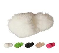 UK 4 Faux Fur Slippers for Women,Women’s Fuzzy Slippers Indoor House Slipper Open Toe Plush Fluffy Bedroom Slides Sandals Slip on Shoes White Footwear New