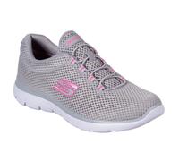 (UK 4, Grey/Hot Pink) Skechers Womens 2022 Summits Bungee Slip-On Stretch Trainers