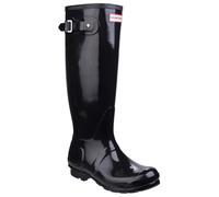 (UK 4) Hunter Wellies Original Gloss Tall Women Black Rubber Boots
