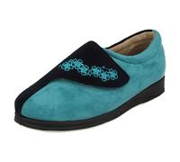 Padders Hug Ee Fit Blue Womens slippers 424N-96 in a Plain Microsuede in Size 4