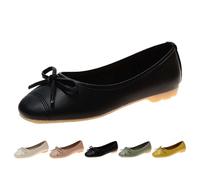 UK 4 Women Bow Ballerina Shoes Leather Ballet Flats Shoe Bowknot Slip on Patent Smart Office Formal Casual Dress Pumps Shoes Round Toe Ladies Dolly Ballet 003_Black