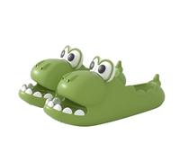 UK 4 Women Cute Bunny Sliders Open Toe Rabbit Mule Sliders Slippers Beach or Pool Shoes Summer Slippers Flip Flops Bedroom Bathroom EVA Sandals Ladies Footwear 002_Dinosaur_Green