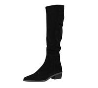UK 4 Women Knee High Boots Slim Calf Pointed Toe Slouchy Suede Knee High Chunky Stack Low Block Heel Long Boot Winter Shoes Slip on Pull on Thigh Tall Booties Slouchy Boot Black Footwear Clearance