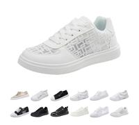 UK 4 Women Summer Embroidery Lace Plimsoll Trainers Lace up Mesh Sneakers Shoes, Ladies Low Top Slip on Summer Beach Pumps Fashion Trainers Casual Flat Shoes A4_White Footwear