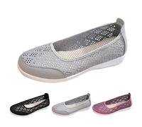 UK 4 Womens Hollow Out Walk Shoes Pumps Breathable Soft-Soled Flats Shoes Low Top Loafers Classic Slip-On Driving Nurse Work Walking Trainers Grey Footwear New