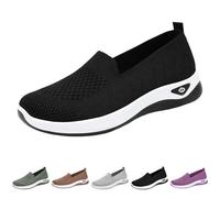 UK 4 Women's Mary Jane Orthopedic Shoes Slip on Soft Cushion Walking Elastic Trainers Casual Comfortable Working Nurse Shoes Breathable Walking Running Trainers Clearance B2_Black