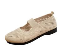 UK 4 Women's Wide Fit Walking Sneakers Mary Jane Knit Wide Toe Box Walking Shoes Lightweight Flats Slip on Ladies Comfortable Soft Work Nursing Shoe Loafers Footwear Gift 006_Coffee