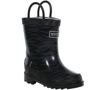 (UK 4K, Black) Regatta Kids Minnow Printed Outdoor Pull Handle Wellington Boots Wellies