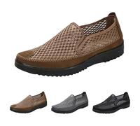UK 5.5 Men's Casual Loafers Walking Shoes Dressy Comfortable Mesh Hollow Out Slip on Driving Shoes Summer Trend Breathable Slip Ons for Work Driving Business House Shoe Footwear Coffee