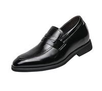 UK 5.5 Men's Fashion Breathable Comfortable Formal Business Dress Casual Oxfords Leather Shoes Pointed Toe Comfy Slip-on Flats Lightweight Business Wedding Dress Shoes Black