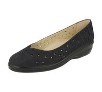 (UK 5.5, Navy (Blue)) Ladies Padders Ballerina Flats Faye - EE Fit