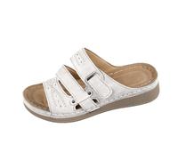 UK 5.5 Orthopedic Wedge Sandals for Plantar Fasciitis Women Low Heel Open Toe Adjustable Slip on Breathable Lightweight Summer Slippers Comfy Mules Holiday Beach Sandals White Footwear New