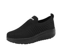 UK 5.5 Platform Sneakers for Women Slip on Knit Chunky Fashion Slip on Walking Shoes Comfort Sneakers Orthopedic Stretch Diabetic Casual Walking Wide Shoes Footwear Gift #01_Black