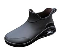 UK 5.5 Wellington Boots for Womens UK Short Chelsea Booties Ankle Ladies Wellies Wide Walking Festivals Shoes Lightweight Waterproof Rain Boots Slip On Garden Shoes Black