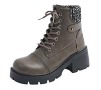 UK 5.5 Women's Ankle Boots - Classic Side Zip Buckle Strap Comfortable Platform Round Toe Low Chunky Heel Comfort Slip on Fashion Boots Motorcycle Riding Shoes Stylish #002_Coffee Footwear Gift