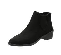 UK 5.5 Women's Elastic Ankle Boots Low Heel Short Boots Casual Short Boots Back Heel Short Heel Mid Calf Boots Women's Boots Wide Calf #1_Black Clearance