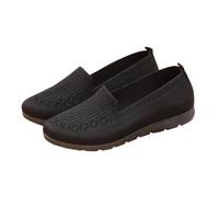 UK 5.5 Women's Knitted Flat Shoes Extra Wide Eee Fit Lightweight Comfortable Loafers Women Footwear Slip on Casual Breathable Mesh Walking Shoes Low-Top Round Toe Trainers A0_Black Clearance