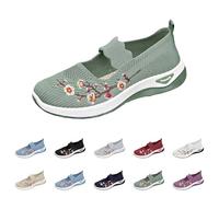 UK 5.5 Women's Mary Jane Orthopedic Shoes Slip on Soft Cushion Walking Elastic Trainers Casual Comfortable Working Nurse Shoes Breathable Walking Running Trainers Green Clearance