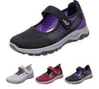 UK 5.5 Womens Mesh Mary Jane Flat Shoes Touch Fastening Breathable Summer Work Walking Shoes Black
