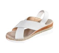 UK 5.5 Women's Sandals Clearance Womens Sling Back Wedge Open Toe Sandals Ankle Strap Sandal 9#White