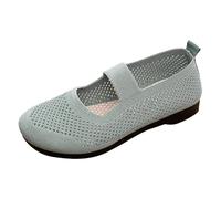 UK 5.5 Women's Wide Fit Walking Sneakers Mary Jane Knit Wide Toe Box Walking Shoes Lightweight Flats Slip on Ladies Comfortable Soft Work Nursing Shoe Loafers Footwear Gift 006_Green
