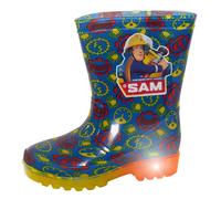 (UK 5 Child) Fireman Sam Wellies Boys Light Up Wellington Boots Kids Flashing Lights Wellys