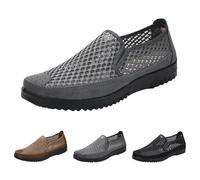 UK 5 Men's Casual Loafers Walking Shoes Dressy Comfortable Mesh Hollow Out Slip on Driving Shoes Summer Trend Breathable Slip Ons for Work Driving Business House Shoe Footwear Grey
