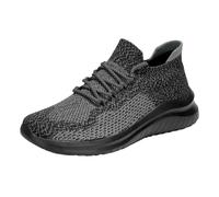 UK 5 Mens Trainers Walking Running Shoes Mesh Lace up Slip on Lightweight Comfortable Athletic Fitness Fashion Training Sneakers Outdoor Breathable Jogging Tennis Mesh Shoes Grey Footwear Gift