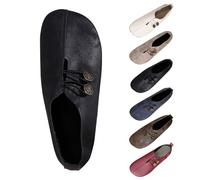 UK 5 Retro Loafers for WOMEN Fashion Round toe Boat Shoes Button Faux Leather Vamp Medieval Renaissance Comfortable Pirate Flat Shoes for Halloween Cosplay Footwear Gift 002_Black