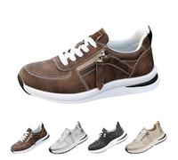 UK 5 Side-Zip Sneaker for Women Platform Sneaker,Women's Fashion Sneakers Casual Nurse Shoes Walking Running Shoe Classic Trainers Lace-Up Stylish Tennis Chunky Walking Shoe Footwear Gift #01_Brown