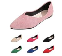 UK 5 Suede Slip on Loafer Flats for Women Ballet Flats Pointed Toe Faux Suede Ladies Ballet Pumps Wedding Party Casual Ballerina Work Dolly Shoes Footwear Gift #01_Pink